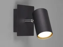 LED Wandstrahler Metall Schwarz mit schwenkbarem Spot, Breite 12cm