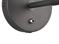 LED Wandstrahler Metall Schwarz mit Schalter & Stecker, Breite 12cm