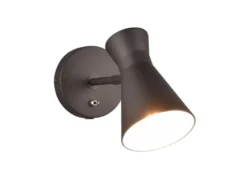 LED Wandstrahler Metall Schwarz mit Schalter & Stecker, Breite 12cm