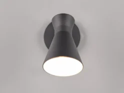 LED Wandstrahler Metall Schwarz mit Schalter & Stecker, Breite 12cm
