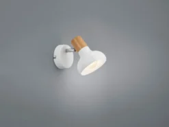 LED Wandstrahler Metall Weiß mit Holzoptik, Breite 10cm