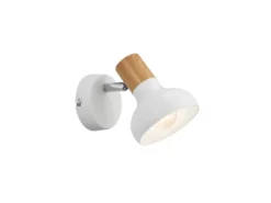 LED Wandstrahler Metall Weiß mit Holzoptik, Breite 10cm
