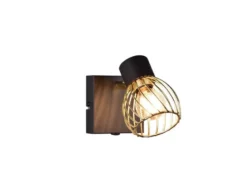 LED Wandstrahler mit Gitter Lampenschirm in Gold, Breite 9cm
