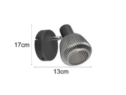 LED Wandstrahler mit Glasschirm Chrom bedampft, Breite 10cm