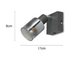 LED Wandstrahler mit Glasschirm Chrom bedampft, Breite 9cm