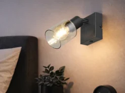 LED Wandstrahler mit Glasschirm Amberfarbig, Breite 9cm