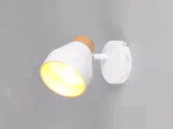 LED Wandstrahler mit Schalter, Metall Weiß / innen Gold, Breite 11cm
