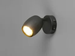 LED Wandstrahler mit Schalter aus Metall Schwarz, Höhe 14cm