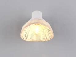 LED Wandstrahler mit Schalter & Rattan Lampenschirm, Breite 13cm