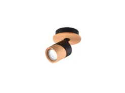 LED Wandstrahler Naturholz & Metall Schwarz, Breite 11cm