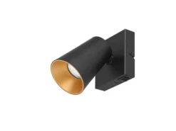 LED Wandstrahler Schwarz Gold mit Schalter, Breite 10cm