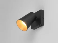 LED Wandstrahler Schwarz Gold mit Schalter, Breite 10cm