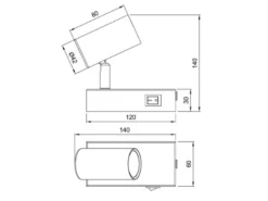 LED Wandstrahler Schwarz mit Schalter, Breite 6cm