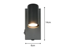 LED Wandstrahler Schwarz mit Schalter, Breite 6cm