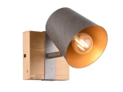 LED Wandstrahler Silber antik & Gold mit Holz Industrial Style, Breite 11cm