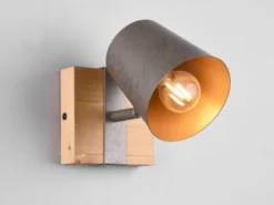 LED Wandstrahler Silber antik & Gold mit Holz Industrial Style, Breite 11cm