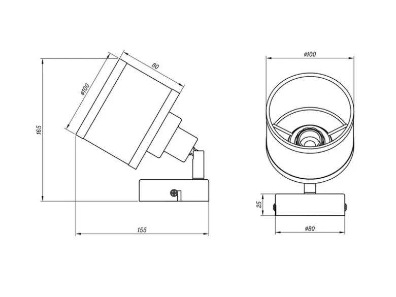 LED Wandstrahler Silber Chrom mit Stoffschirm Grau, Breite 10cm