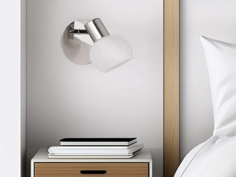 LED Wandstrahler Silber Chrom & Glas Alabaster, Breite 11cm