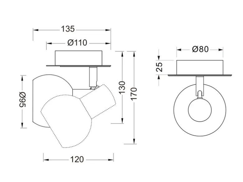 LED Wandstrahler Silber Chrom & Glas Alabaster, Breite 11cm