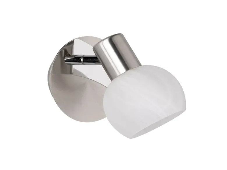 LED Wandstrahler Silber Chrom & Glas Alabaster, Breite 11cm