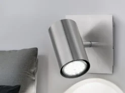 LED Wandstrahler Silber matt mit schwenkbarem Spot, Breite 12cm