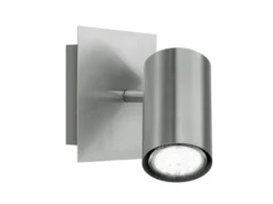 LED Wandstrahler Silber matt mit schwenkbarem Spot, Breite 12cm