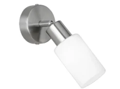 LED Wandstrahler Silber mit Glas Lampenschirm Weiß, Höhe 17,5cm