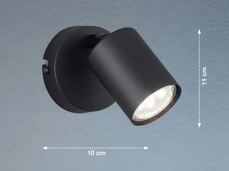 LED Wandstrahler VANO Schwarz mit Schalter, Breite 8cm
