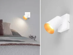 LED Wandstrahler Weiß Gold mit Schalter, Breite 10cm