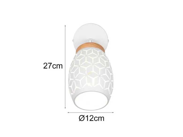 LED Wandstrahler Weiß mit Schalter & Stanzmuster, Breite 12cm