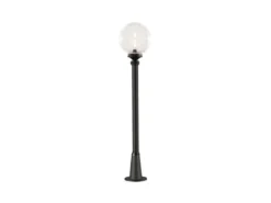 LED Wegeleuchte Aluminium Schwarz mit Glaskugel, Höhe 118cm