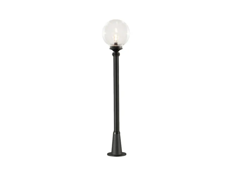 LED Wegeleuchte Aluminium Schwarz mit Glaskugel, Höhe 118cm