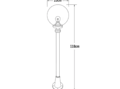 LED Wegeleuchte Aluminium Weiß mit Glaskugel, Höhe 118cm