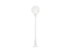 LED Wegeleuchte Aluminium Weiß mit Glaskugel, Höhe 118cm
