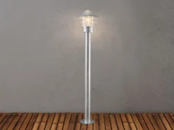 LED Wegeleuchte Außenlaterne aus Stahl Silber, Höhe 98cm