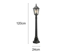 LED Wegeleuchte aus Aluminium Schwarz, antike E27 Gartenlaterne, Höhe 120cm