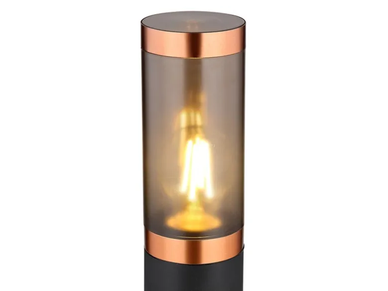 LED Wegeleuchte aus Edelstahl in Schwarz & Kupfer, Höhe 80cm