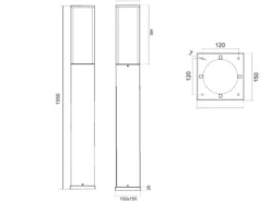 LED Wegeleuchte 2er Set eckig in Anthrazit, Höhe 155cm, IP54
