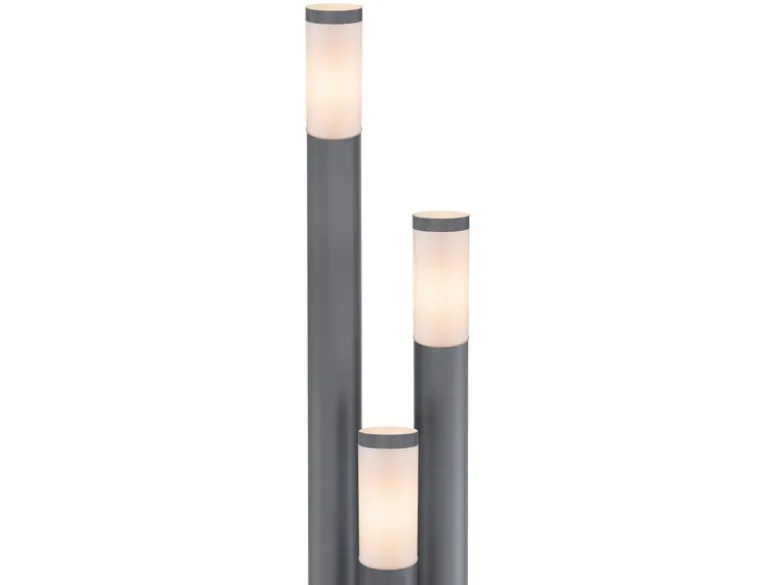 LED Wegeleuchte 3-flammig aus Edelstahl in Anthrazit & Opal, Höhe 170cm