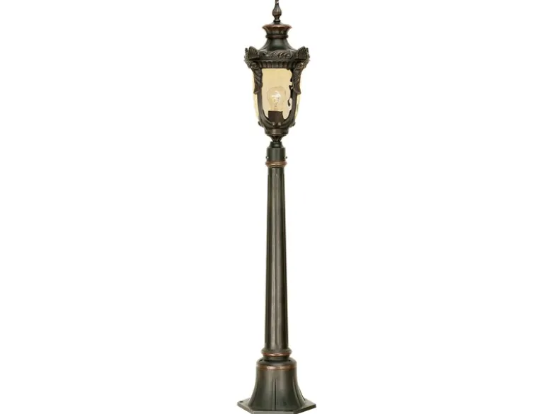 LED Wegeleuchte im Jugendstil mit Amberglas, Höhe 117cm