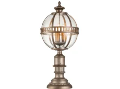 LED Wegeleuchte im Jugendstil mit Glaskugel, Bronze Höhe 70cm