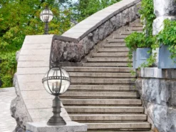 LED Wegeleuchte im Jugendstil mit Glaskugel, Anthrazit Höhe 70cm