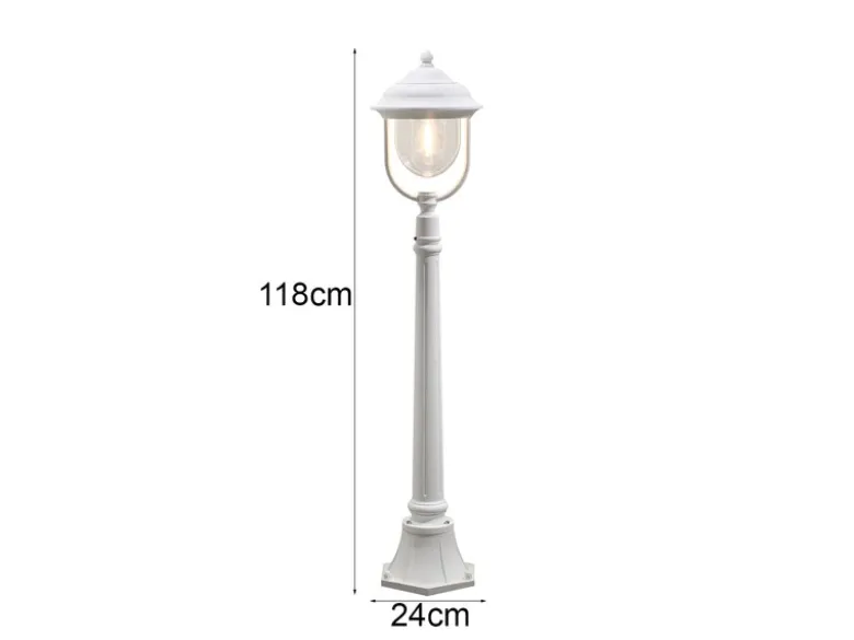 LED Wegeleuchte im Landhausstil, Gartenlaterne Weiß, Höhe 118cm