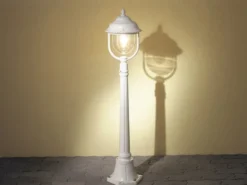 LED Wegeleuchte im Landhausstil, Gartenlaterne Weiß, Höhe 118cm