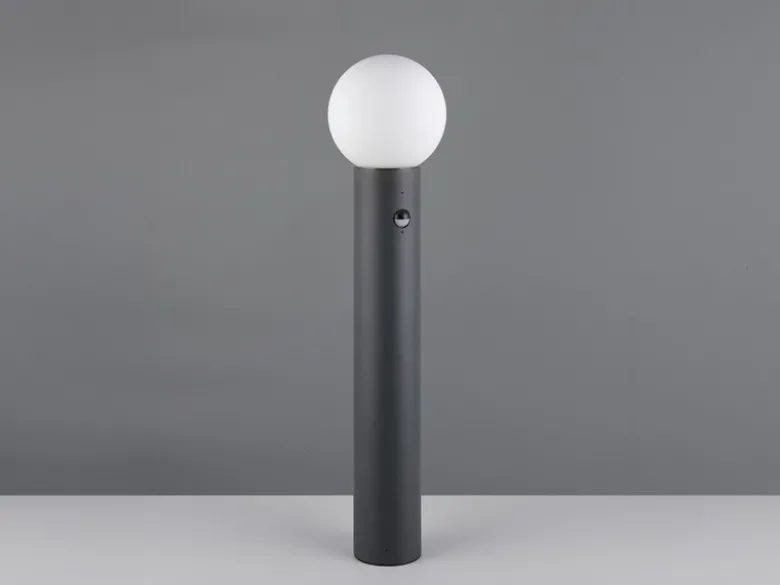 LED Wegeleuchte in Anthrazit mit Glaskugel & Bewegungsmelder, Höhe 80cm