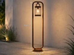 LED Wegeleuchte Landhausstil, Laterne in Rostoptik, Höhe 100cm
