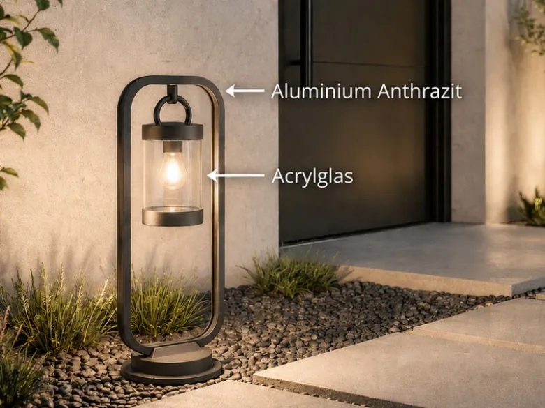 LED Wegeleuchte Landhausstil, Laterne in Anthrazit, Höhe 60cm