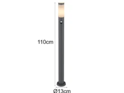 LED Wegeleuchte mit Bewegungsmelder in Anthrazit & Opal, Höhe 110cm