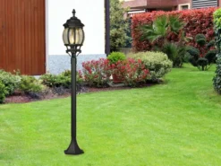 LED Wegeleuchte nostalgische Laterne Aluminium Schwarz, Höhe 100cm