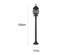 LED Wegeleuchte nostalgische Laterne Aluminium Schwarz, Höhe 100cm